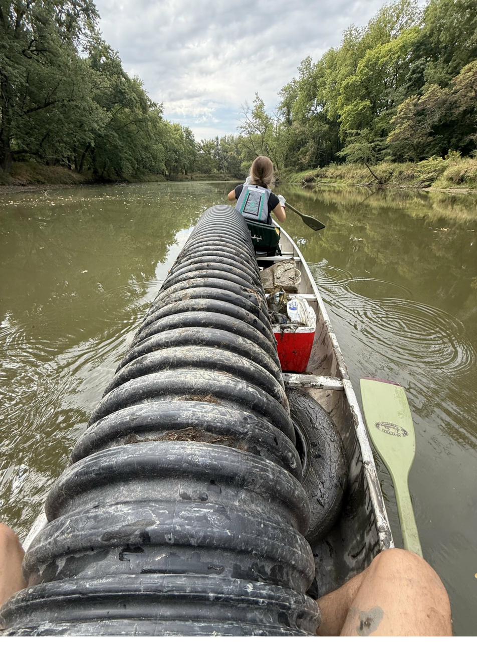 Vermilion River Adventures community cleanup on the Vermilion River in Pontiac